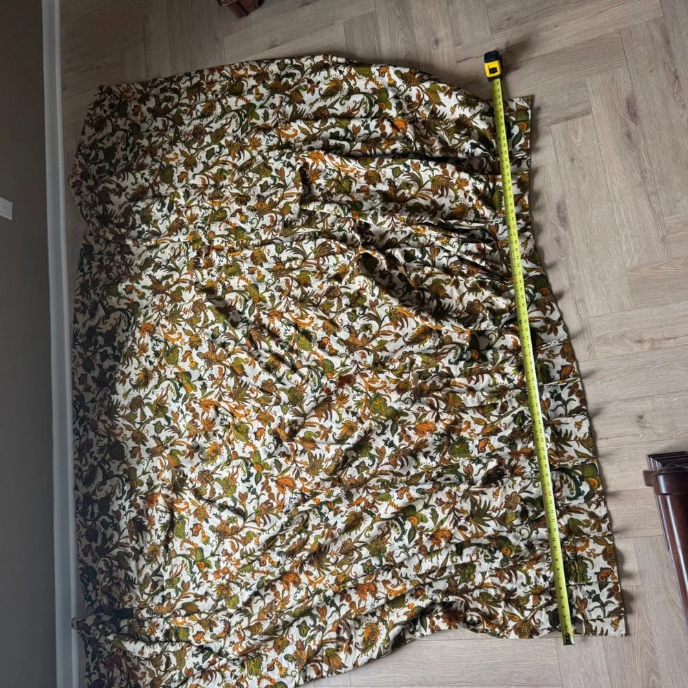 Vintage 70s Floral Paisley Pinch Pleat Curtains 2 Panels 81